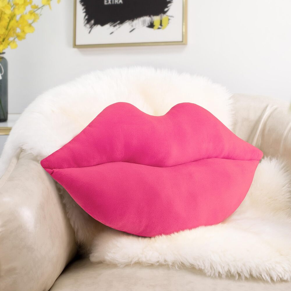 6216 3D Large Lips Throw Pillows, Soft Decorative Love Pillows, Velvet Cute